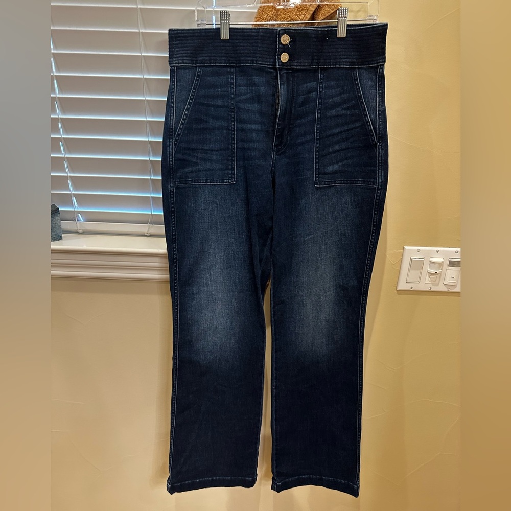 White House Black Market extra high rise bootcut flare Jean. Size 12L